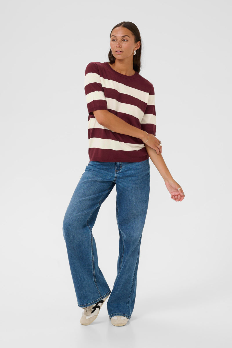 Kaffe Kalizza Windsor Wine/Turtledove Striped Knit, 10508410