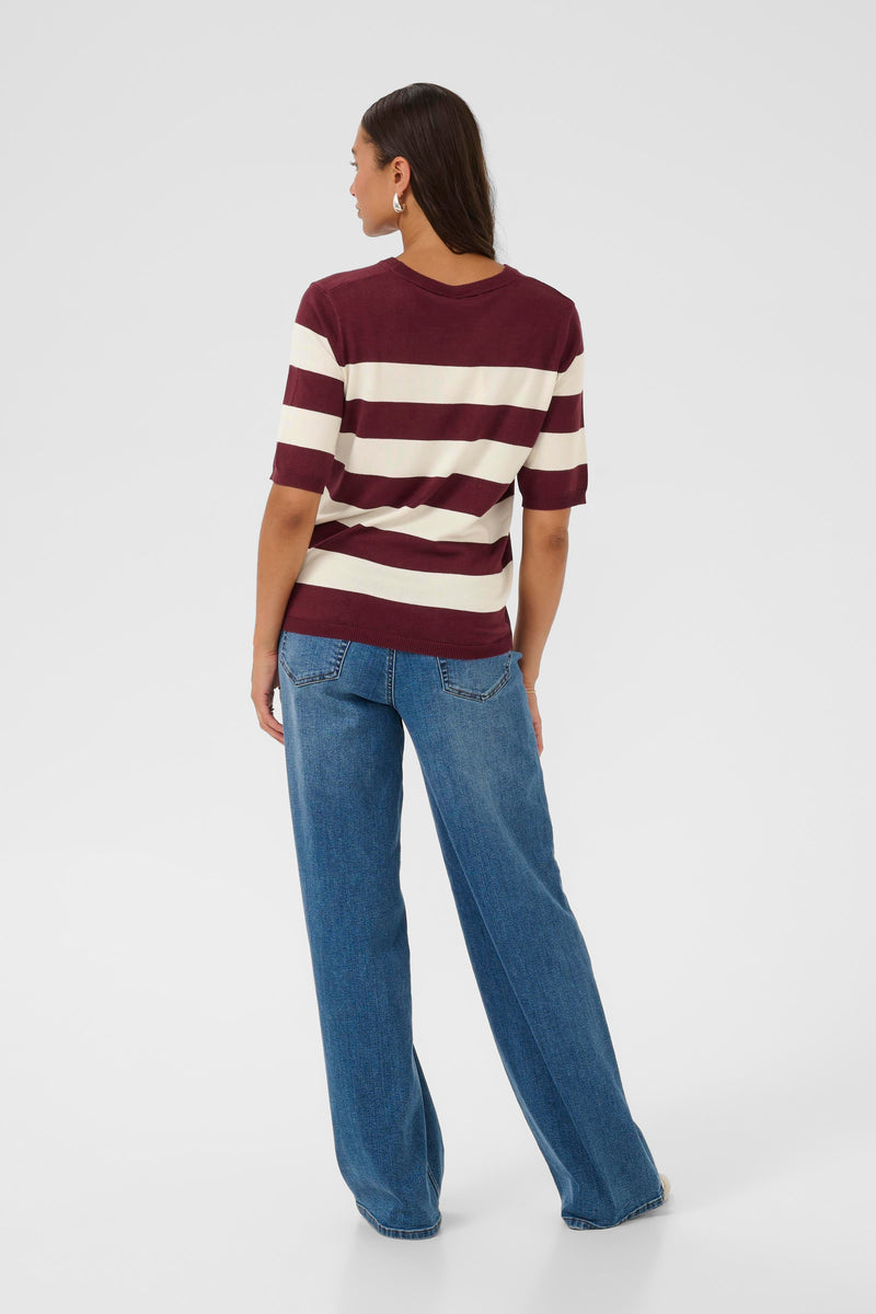 Kaffe Kalizza Windsor Wine/Turtledove Striped Knit, 10508410