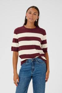 Kaffe Kalizza Windsor Wine/Turtledove Striped Knit, 10508410