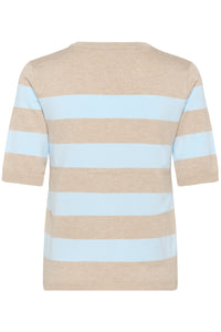 Kaffe Kalizza Feather Beige/Baby Blue Striped Knit, 10508410
