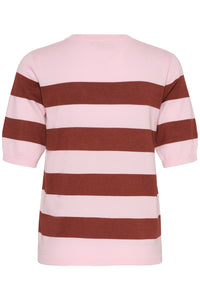 Kaffe Kalizza Ballerina Pink/Henna Striped Knit, 10508410