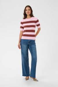 Kaffe Kalizza Ballerina Pink/Henna Striped Knit, 10508410