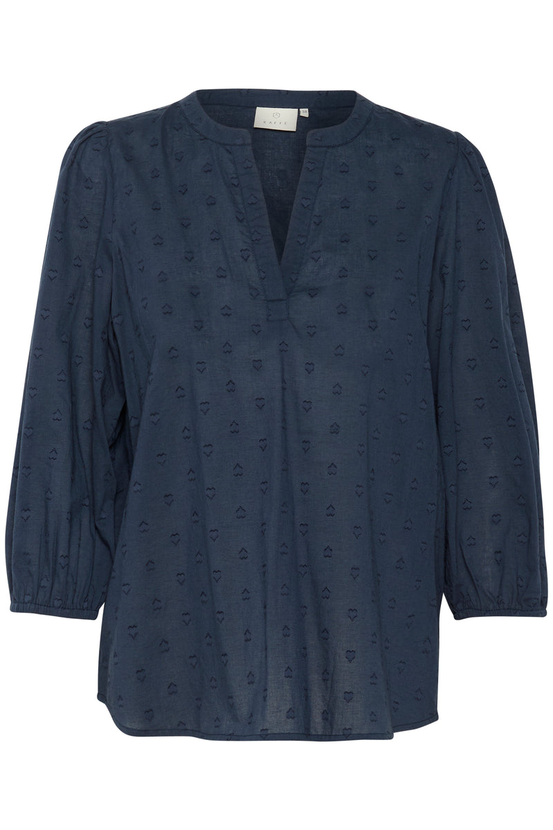 Kaffe Kajolia Midnight Marine Heart Polka Dot Blouse