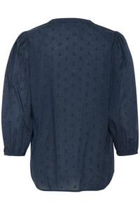 Kaffe Kajolia Midnight Marine Heart Polka Dot Blouse