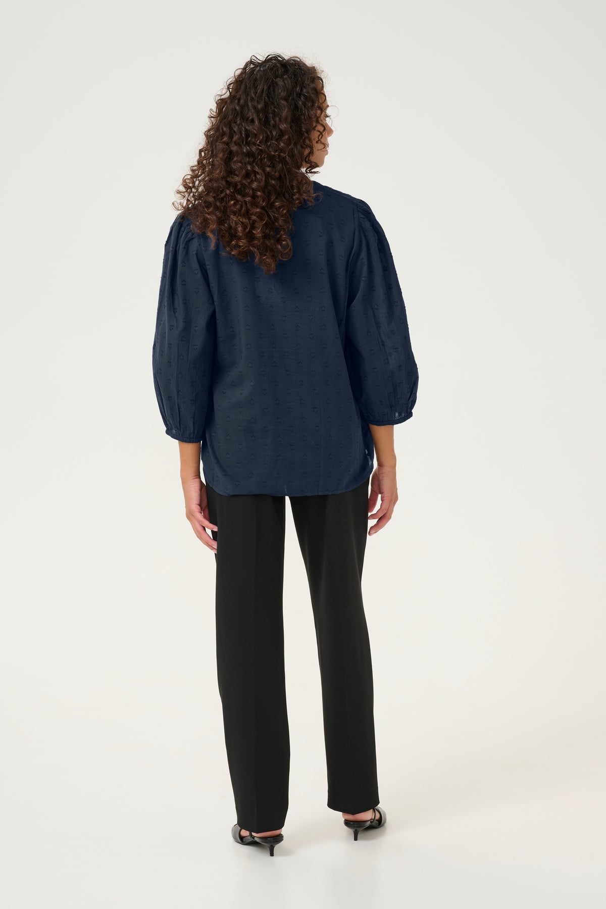 Kaffe Kajolia Midnight Marine Heart Polka Dot Blouse