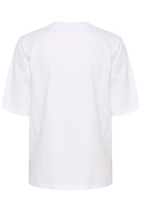 Kaffe Kadina Optical White/Yellow Apple 'La Pomme' T-Shirt, 10508474