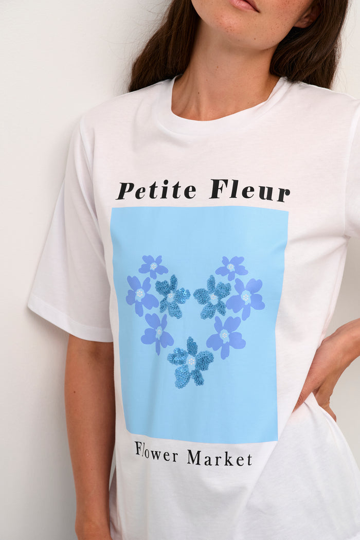 Kaffe Kadina Optical White/Blue Flowers 'Petite Fleur' T-Shirt
