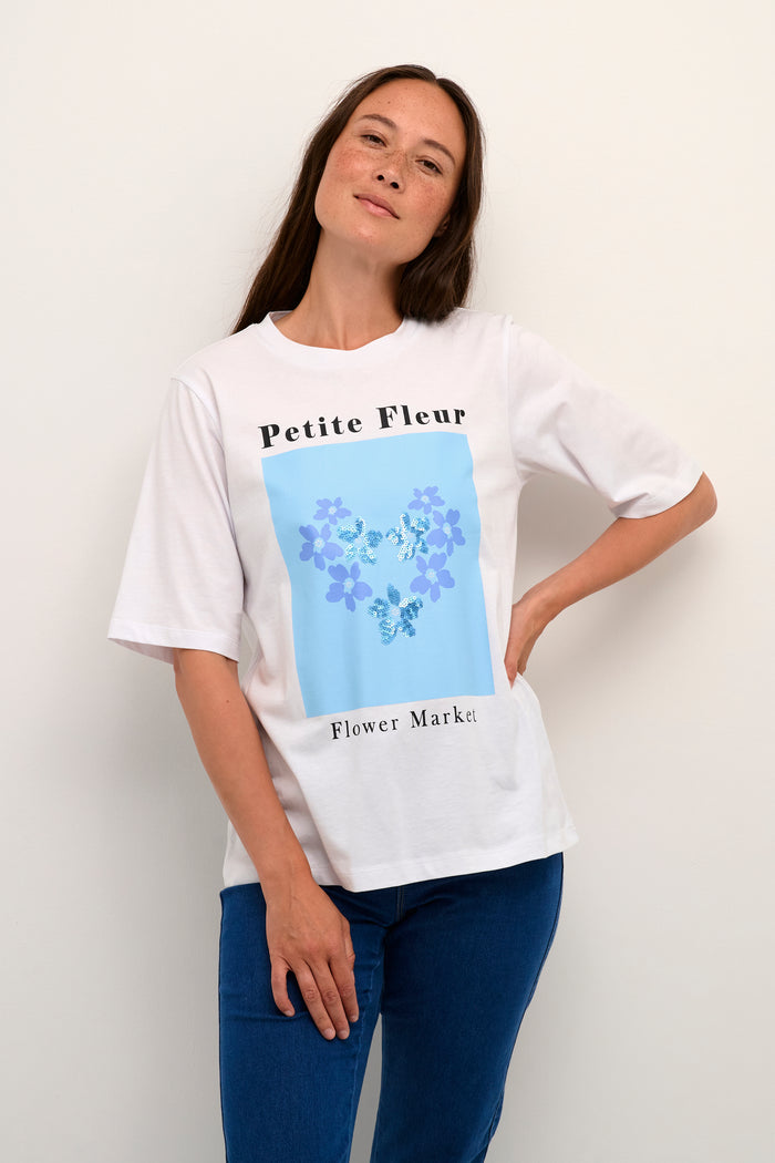 Kaffe Kadina Optical White/Blue Flowers 'Petite Fleur' T-Shirt