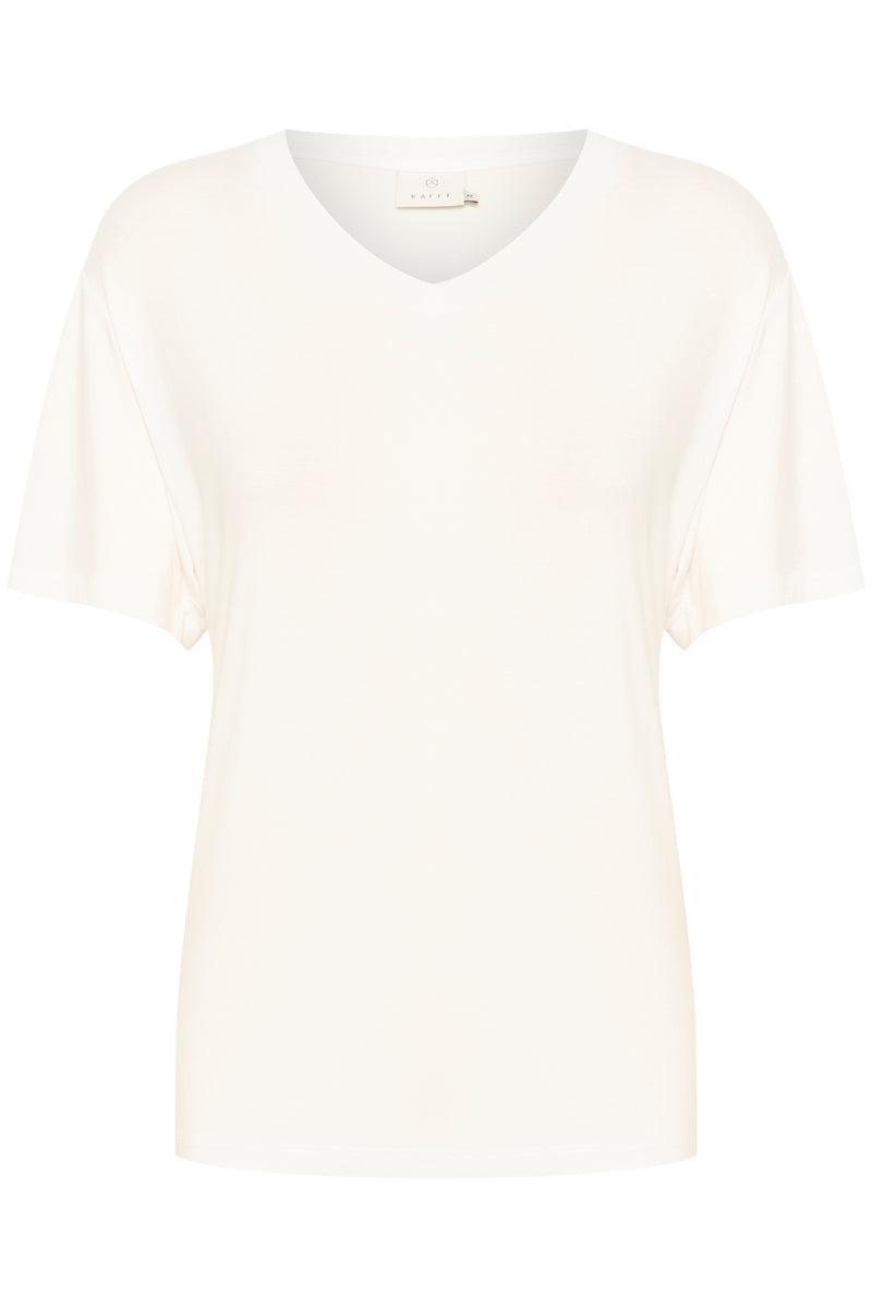 Kaffe Kafrida Ultimate V-Neck Chalk T-Shirt