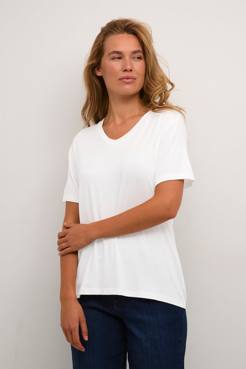 Kaffe Kafrida Ultimate V-Neck Chalk T-Shirt