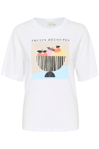Kaffe Kamira Optical White Fruit Printed T-Shirt, 10508592