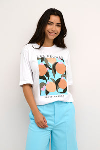Kaffe Kamira Optical White Peach Printed T-Shirt, 10508592