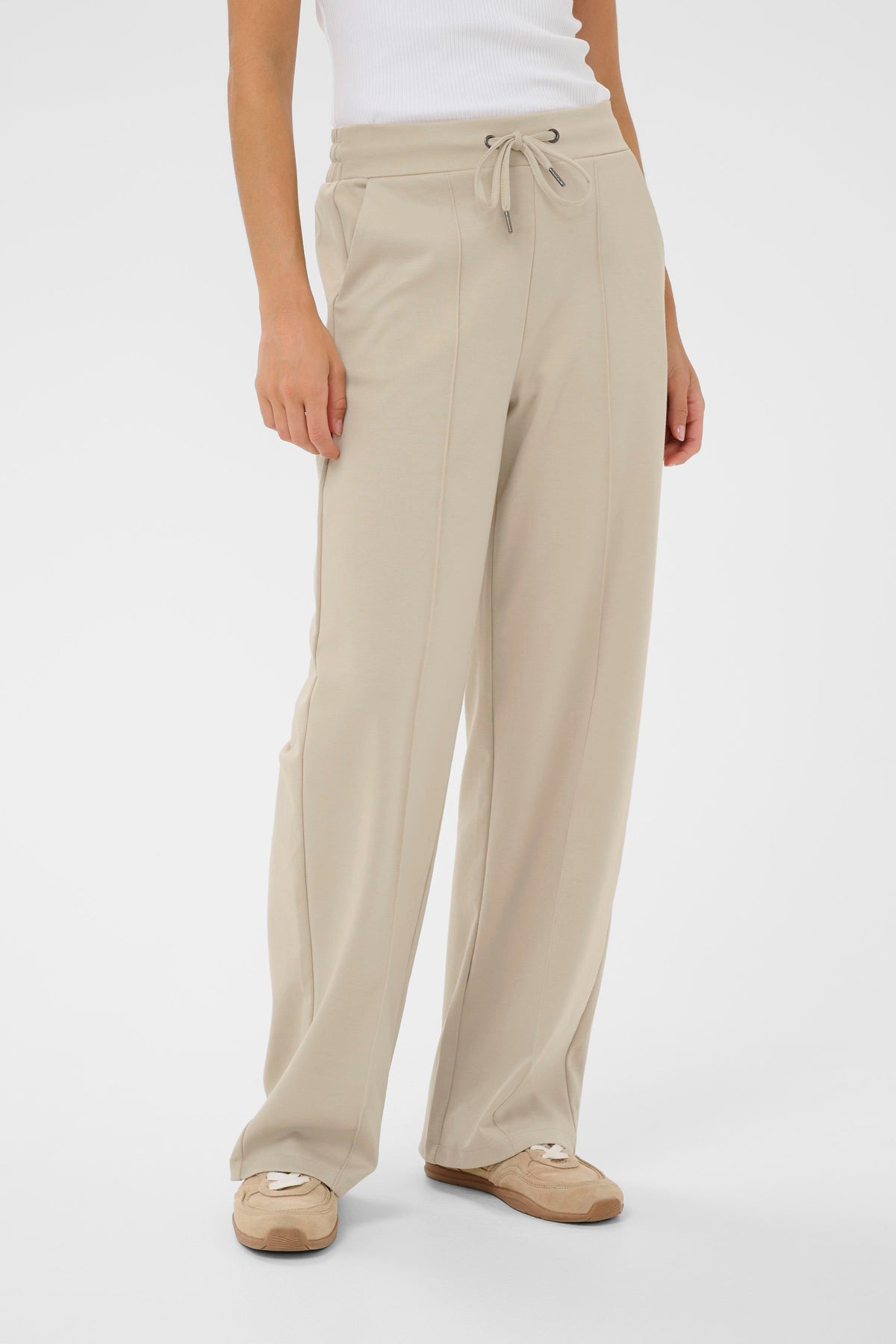 Kaffe Kajenny Feather Beige Wide Leg Elasticated Trousers