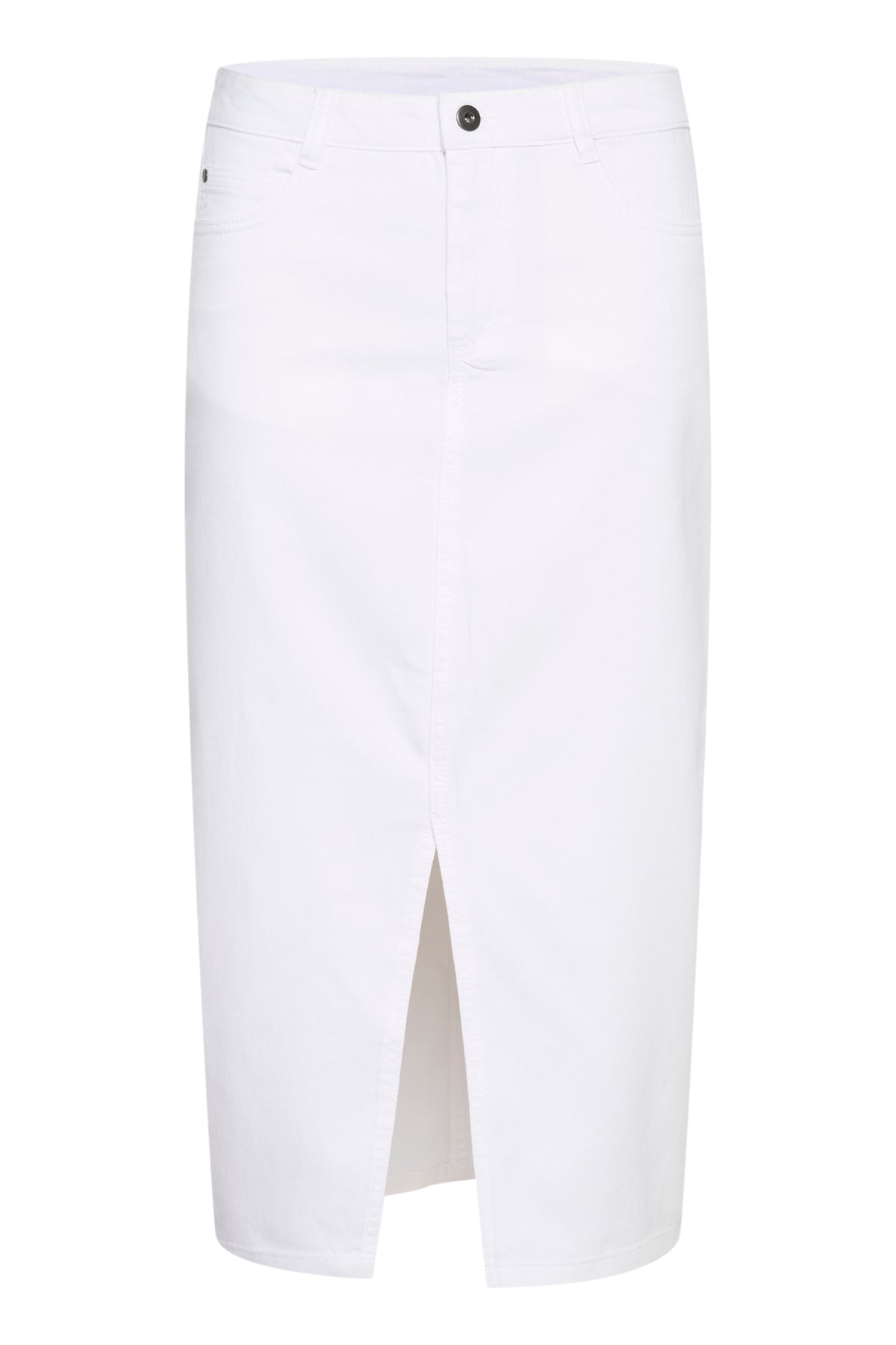 Kaffe Kazelina Chalk Denim Stretch Midi Skirt