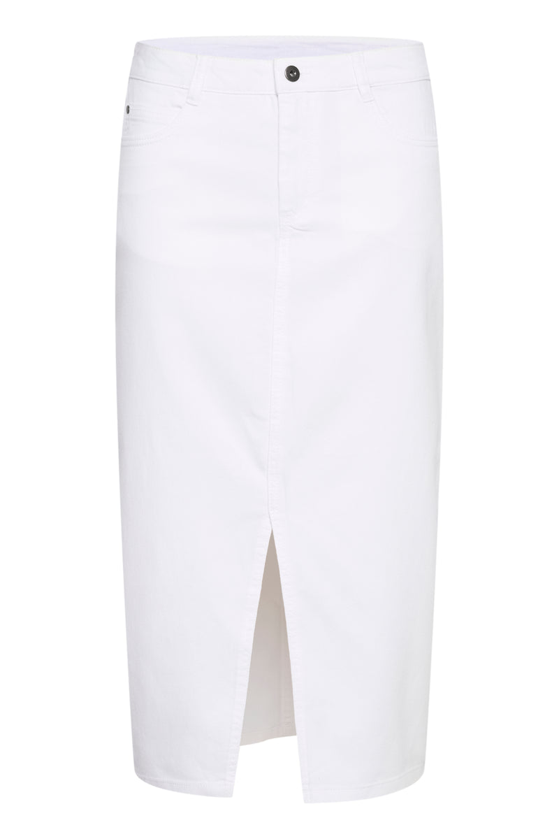 Kaffe Kazelina Chalk Denim Stretch Midi Skirt