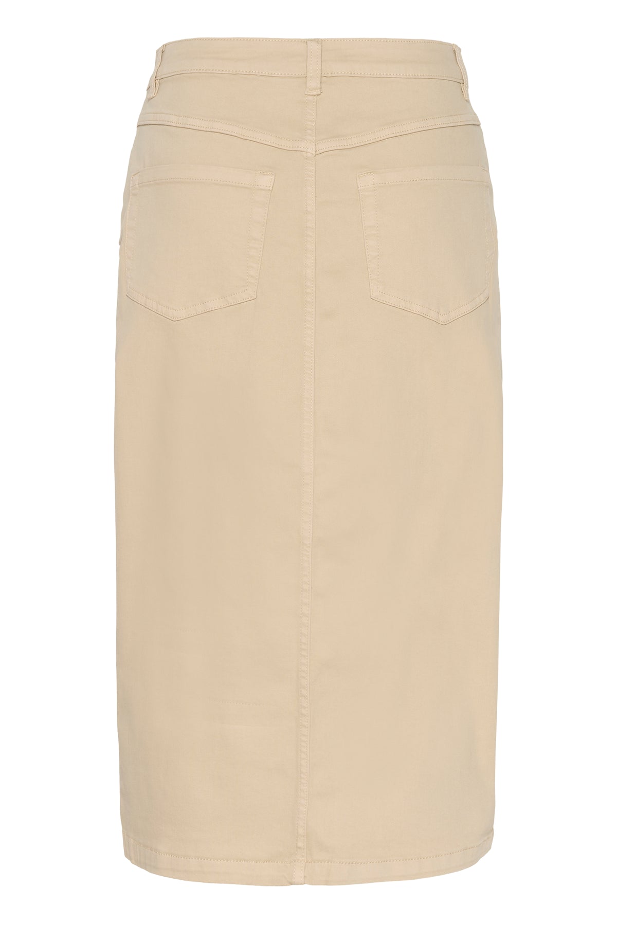 Kaffe Kazelina Feather Beige Denim Stretch Midi Skirt