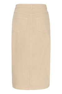 Kaffe Kazelina Feather Beige Denim Stretch Midi Skirt