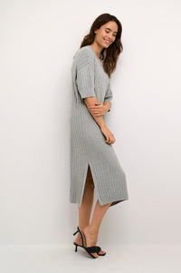 Kaffe Kalola Grey Melange Knitted Midi Dress, 10508776