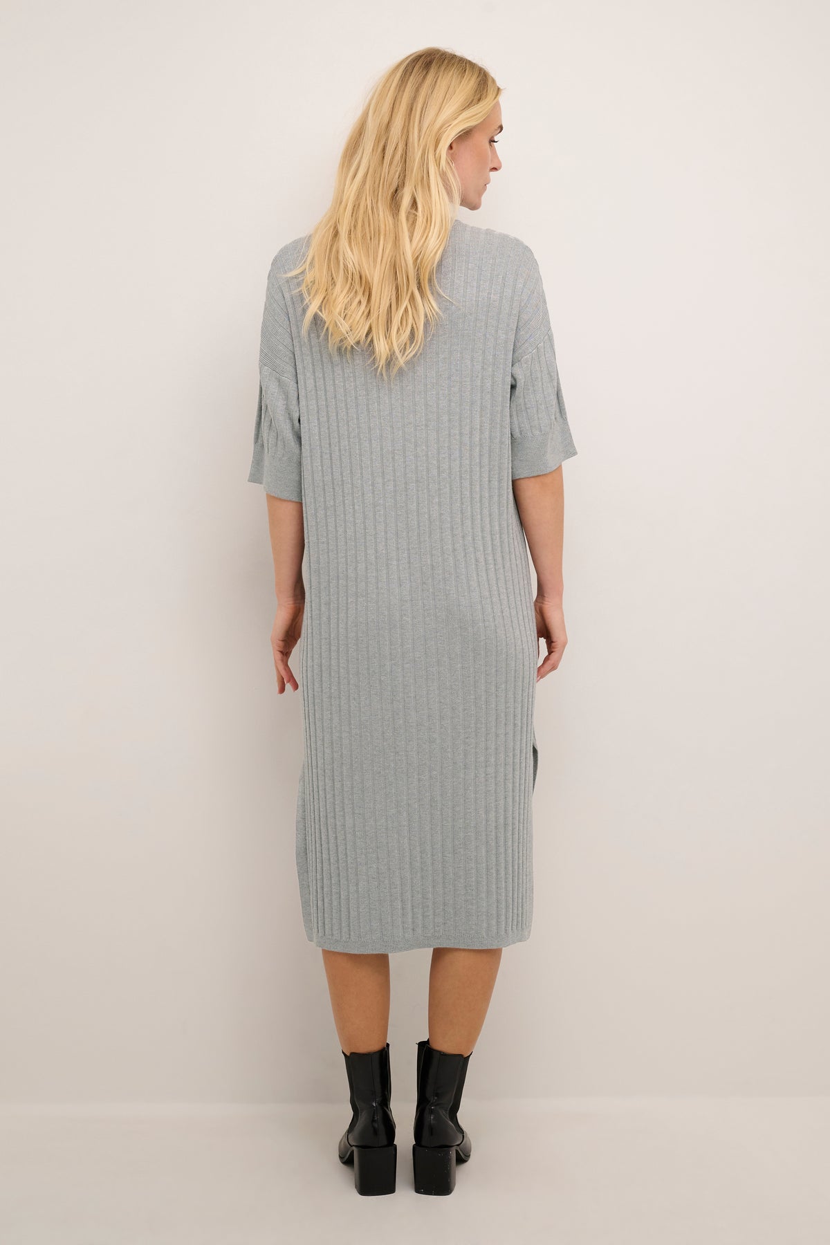 Kaffe Kalola Grey Melange Knitted Midi Dress, 10508776