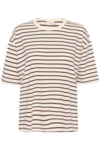 Kaffe Kawinny Fudge Burgundy Oversized Stripe T-Shirt