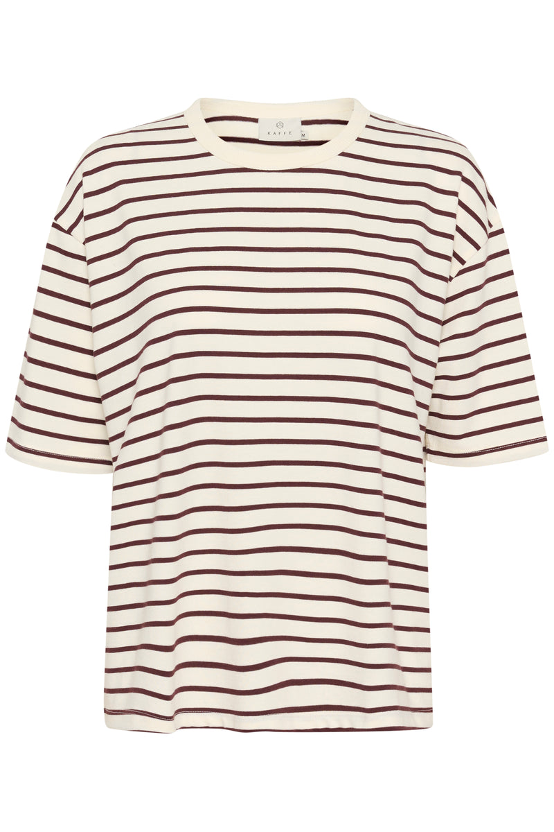 Kaffe Kawinny Fudge Burgundy Oversized Stripe T-Shirt