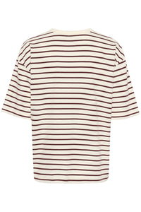 Kaffe Kawinny Fudge Burgundy Oversized Stripe T-Shirt