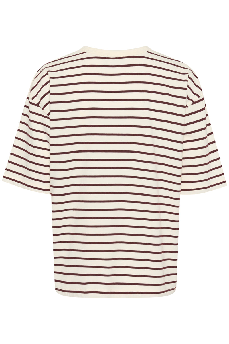 Kaffe Kawinny Fudge Burgundy Oversized Stripe T-Shirt