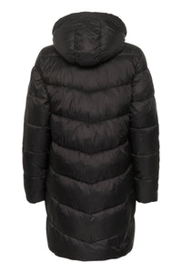 Kaffe Kasusanne Deep Black Ultimate Puffa Knee Length Coat with Detachable Hood, 10508810