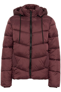 Kaffe Kasusanne Fudge Burgundy Ultimate Puffa Jacket with Detachable Hood, 10508811