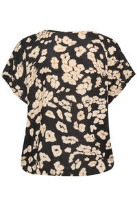 Kaffe Kabeathe Stanley Black/Sand Leopard Printed Blouse