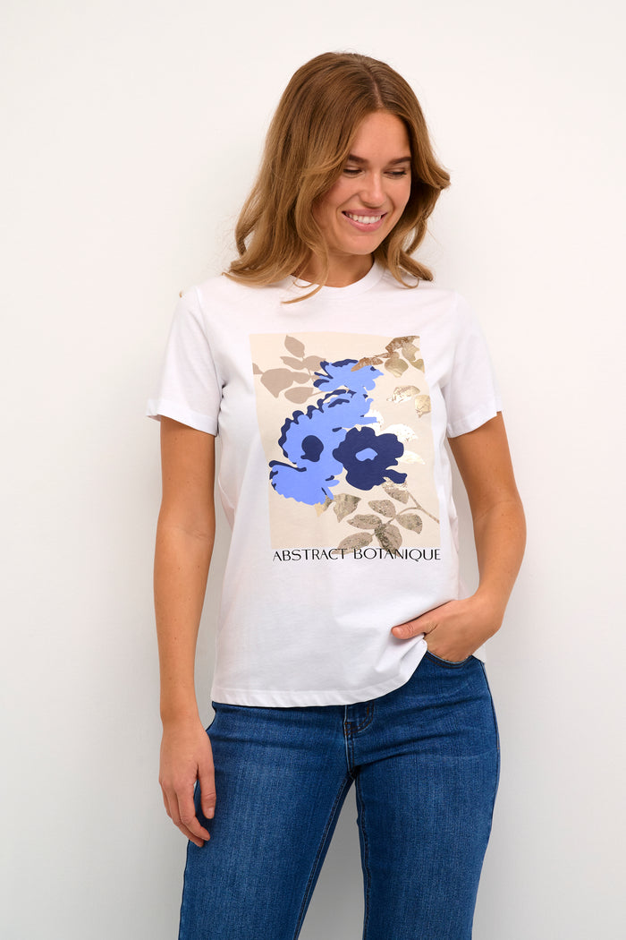 Kaffe Kapolly Optical White/Sand Flower Print T-Shirt, 10508920
