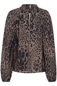 Kaffe Kajemma Major Brown Leopard Printed Relaxed Fit Blouse, 10508970