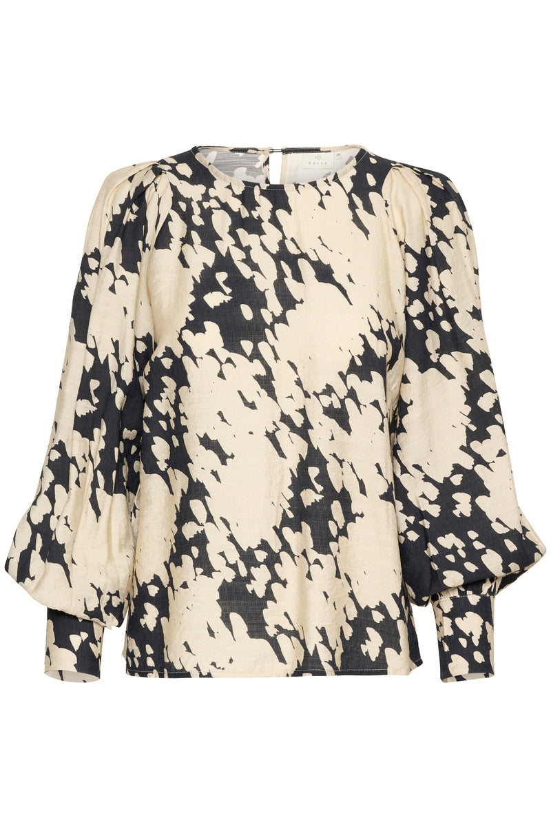 Kaffe Kalouise Black/Beige Graphic Cloud Print Top, 10508990