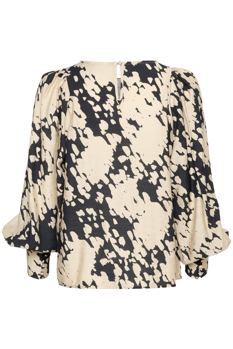 Kaffe Kalouise Black/Beige Graphic Cloud Print Top, 10508990