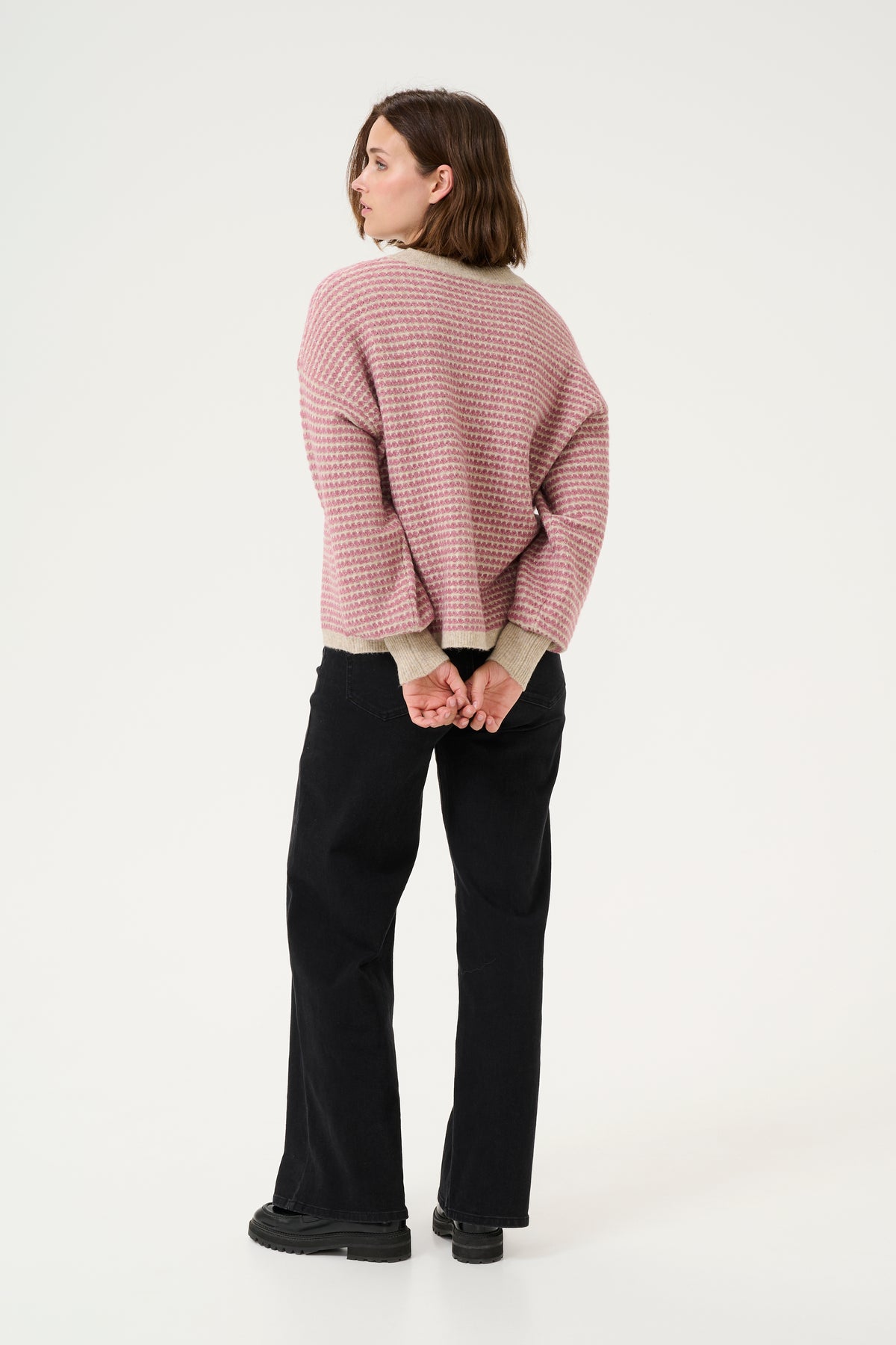 Kaffe Kaellery Feather Beige/Rose Oversized Knitted Pullover, 10509032