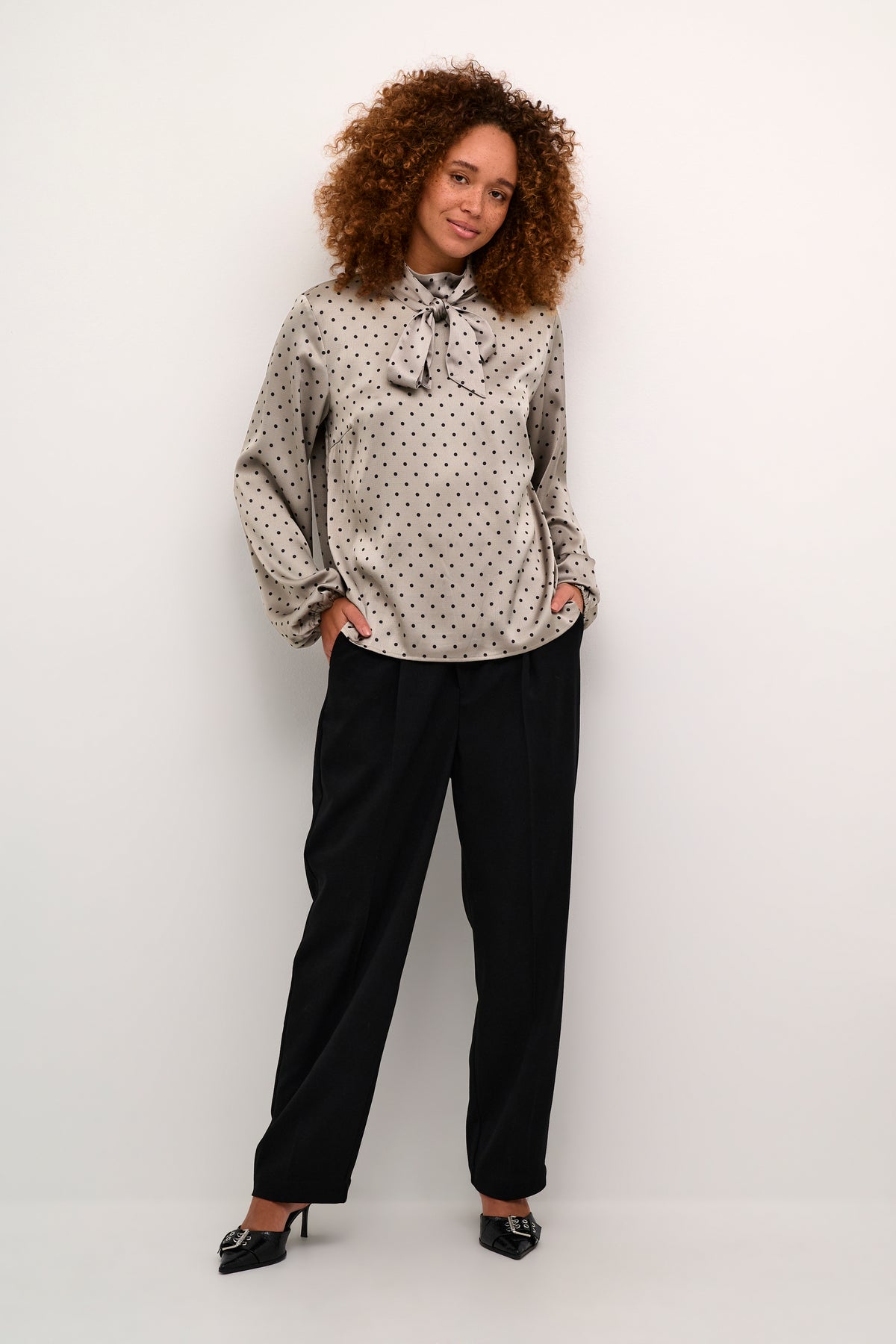 Kaffe Kadonna Steeple Grey/Black Polka Dot Blouse, 10509245