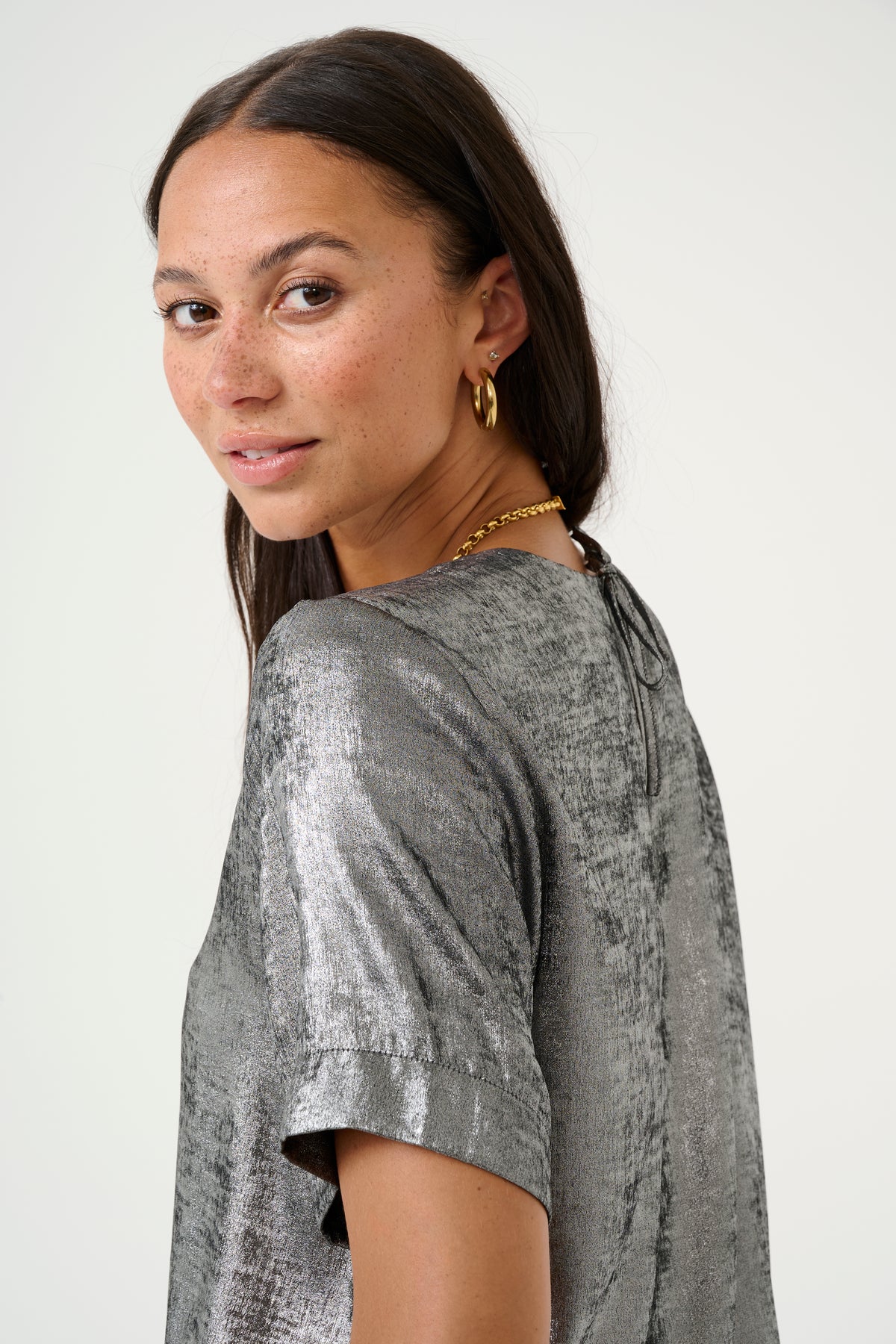 Kaffe Kalorina Silver Metallic Blouse, 10509298