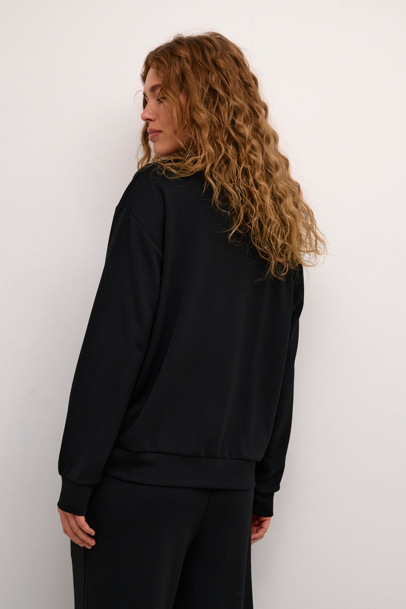 Kaffe Kaannika Black Modal Supersoft High Neck Sweatshirt