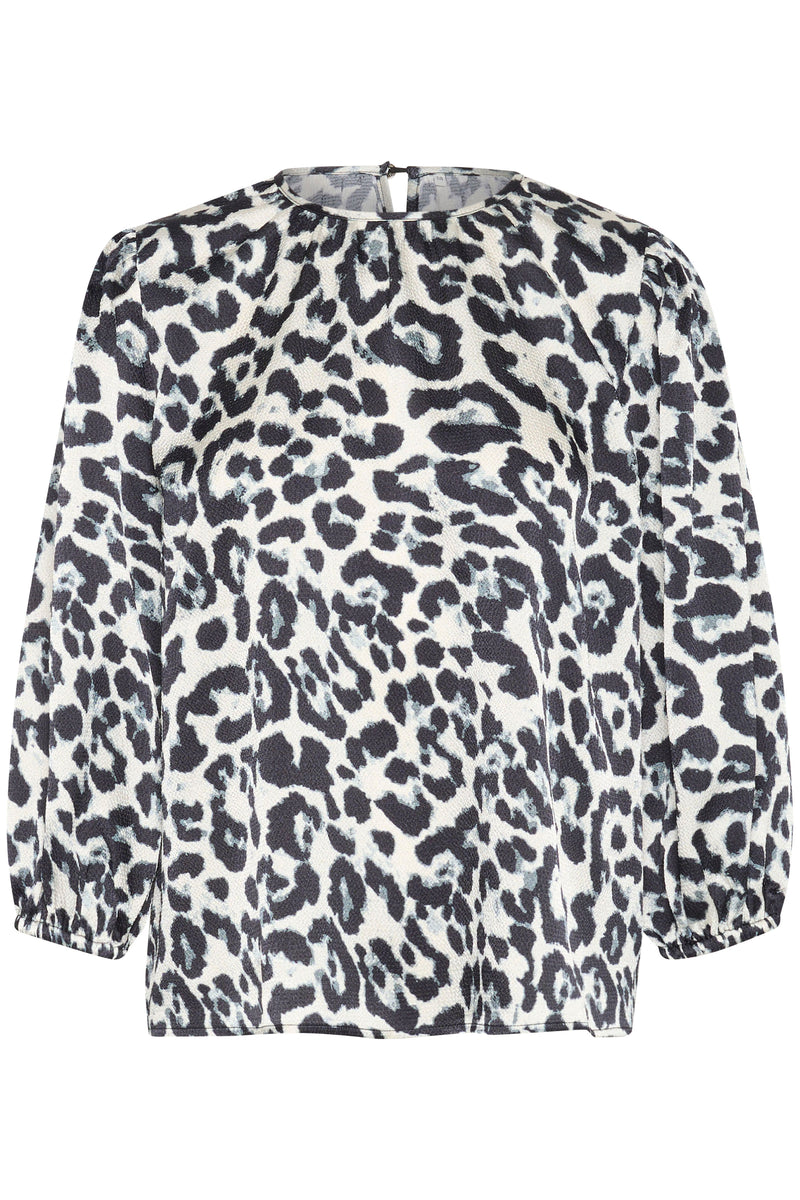 Kaffe Karoxy White/Black Leopard Print Oversized Blouse