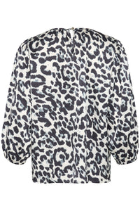 Kaffe Karoxy White/Black Leopard Print Oversized Blouse