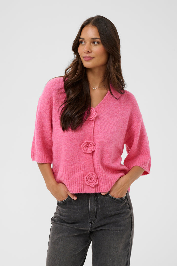 Kaffe Karosie Power Pink V-Neck Cardigan, 10509480