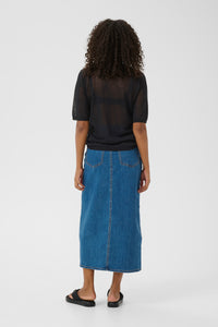 Kaffe Kalinn Black Knitted Linen Mix T-Shirt