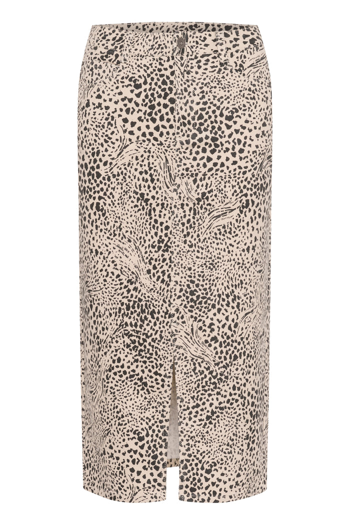 Kaffe Kalisa Leopard Midi Denim Skirt
