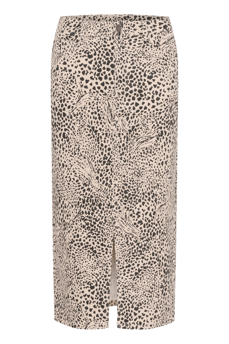 Kaffe Kalisa Leopard Midi Denim Skirt