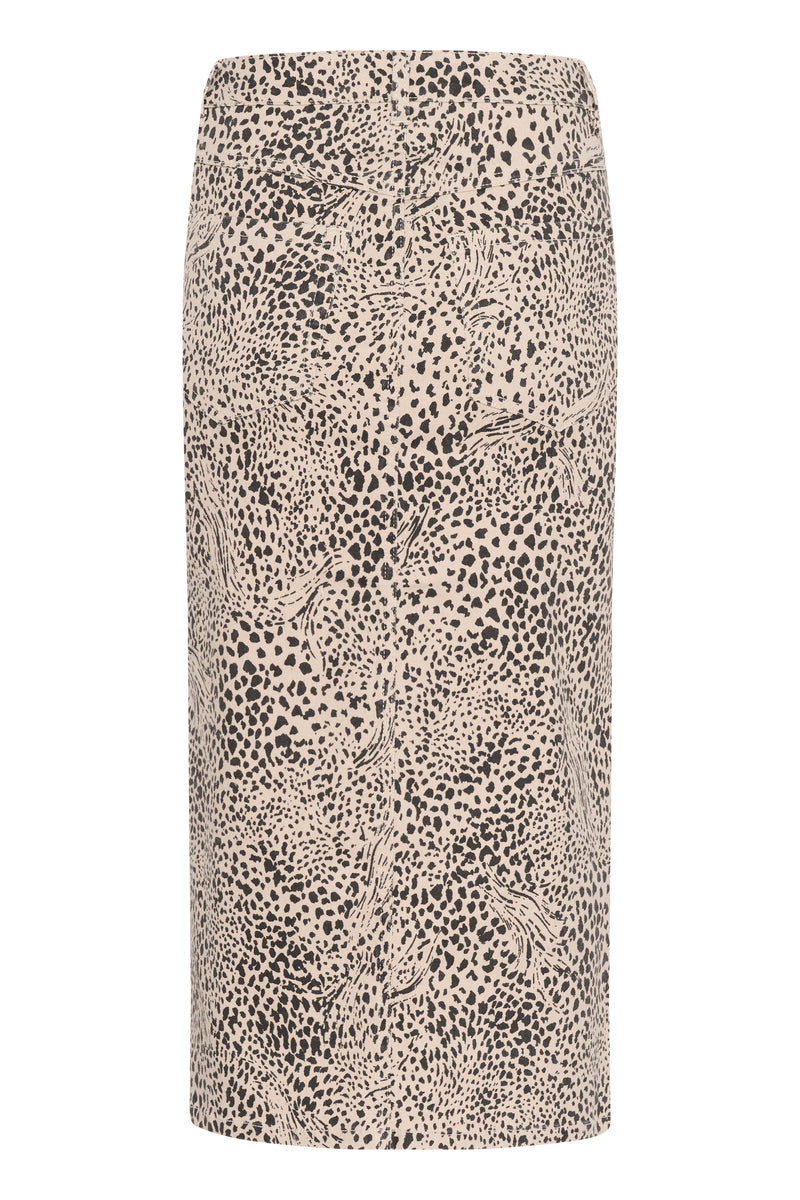 Kaffe Kalisa Leopard Midi Denim Skirt