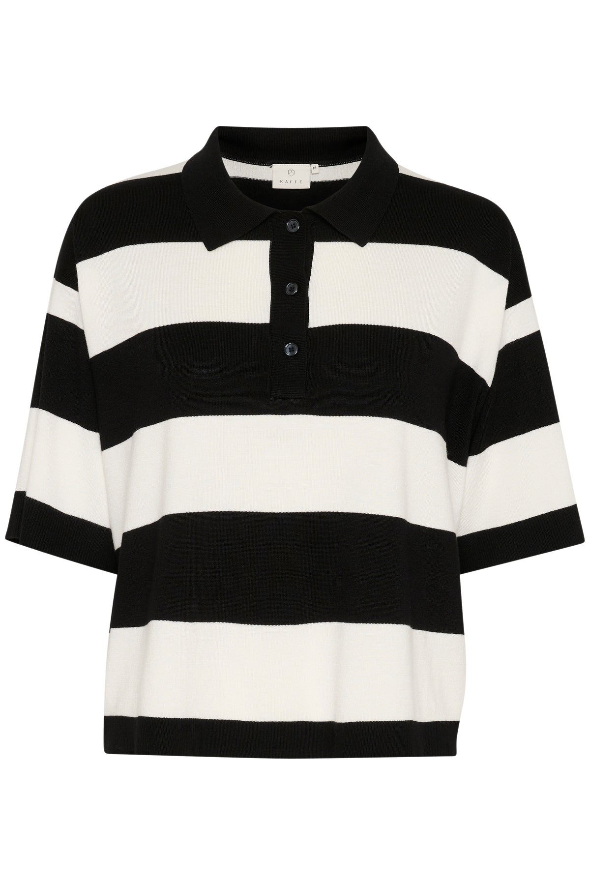 Kaffe Kalizza Black/Chalk Striped Polo Knit
