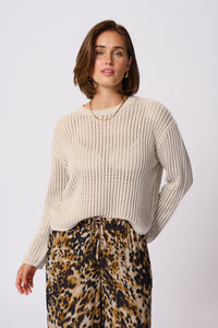 Kaffe Kasolar Feather Beige Oversized Knitted Pullover
