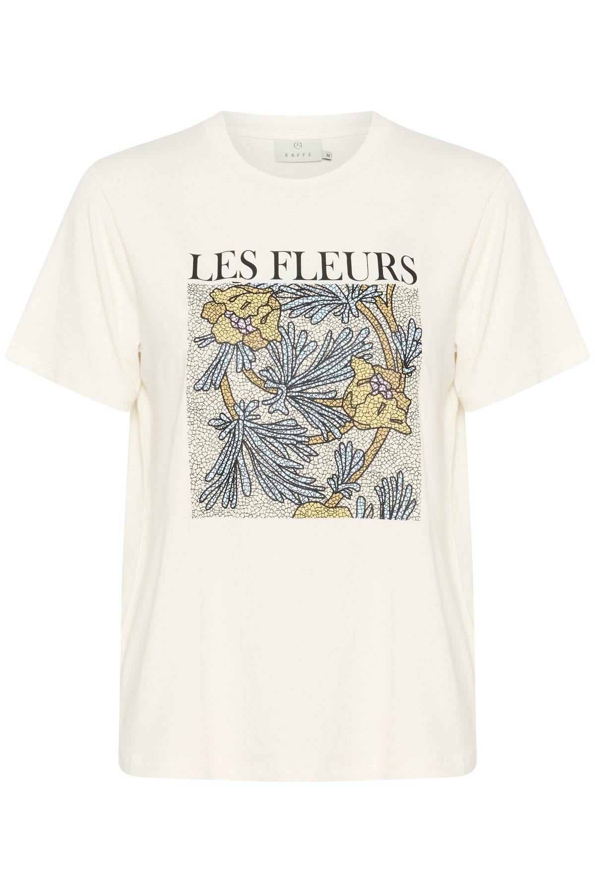 Kaffe Kajulie Chalk 'Les Fleurs' Logo Front T-Shirt, 10509998