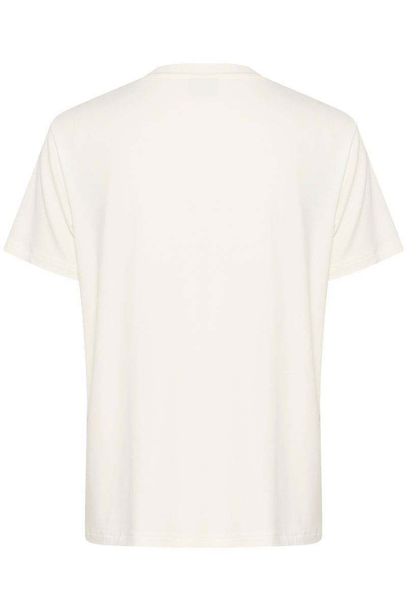 Kaffe Kajulie Chalk 'Les Fleurs' Logo Front T-Shirt, 10509998