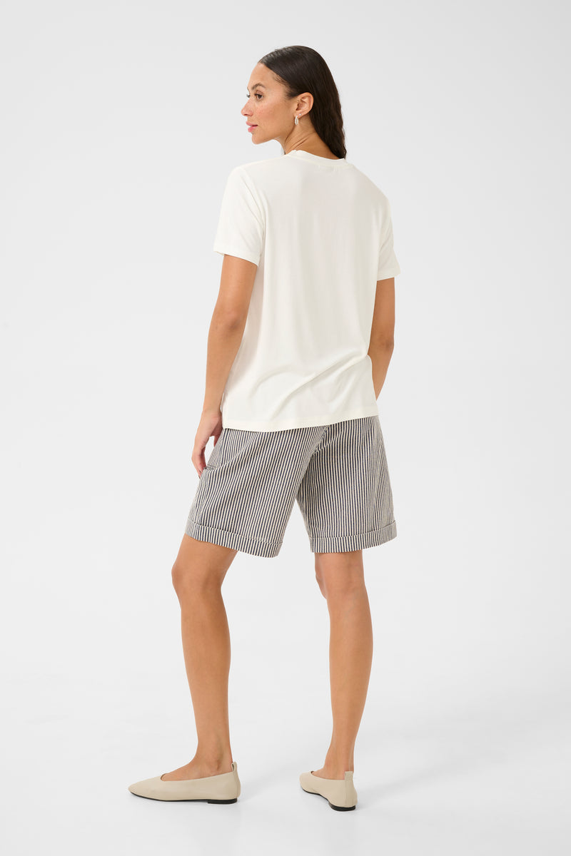 Kaffe Kajulie Chalk 'Les Fleurs' Logo Front T-Shirt, 10509998